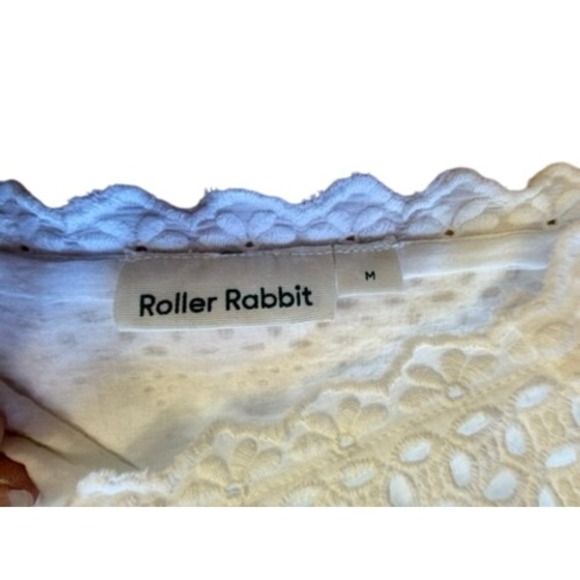 Roller Rabbit Womens White Eyelet Lace Sleeveless Smocked Waist Dress Size M - Picture 8 of 12